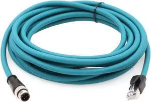 SZRMCC M12 Ethernet Cable D-Code 4 Pin Male to RJ45 Connector High Flex Cat5e Shielded Waterproof Network Cable for Industrial Camera Sensor (3m,Blue)