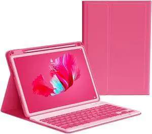 KMXDD Keyboard Case Compatible with iPad 9th/8th/7th Generation 10.2 inch 2021/2020/2019, iPad Air 10.5 inch 3rd Gen/iPad Pro 10.5-inch Case with Color Keyboard,Begonia Red