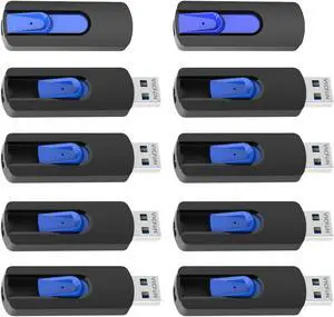 VICFUN 10 Pack 64GB USB Flash Drives USB 2.0 Flash Drive Slide Retractable USB Memory Stick 64GB, Blue