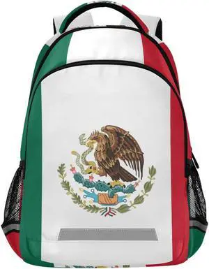 Vozoza Mexican Flag Backpack for Girls Kids Boys School Bookbags,Student Laptop Backpack Carrying Bag Casual Lightweight Travel Sports Day Packs