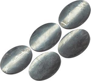 Wallystone Gems Shungite Stickers for Cell Phone Tablet Laptop - Protection Plates Set 5 pcs - Round Polished Medium Size 33mm ~ 1.29" - Authentic Shungite II Type
