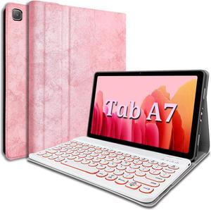 Backlit Keyboard Case for Samsung Galaxy Tab A7 10.4" 2020, Wineecy 7 Colors Backlight Magnetically Detachable Wireless Keyboard & PU Folio Stand Cover Case for SM-T500, SM-T505, SM-T507 Tablet, Pink