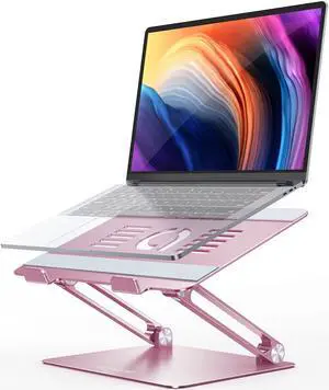 Lamicall Adjustable Laptop Stand, Portable Laptop Riser, Aluminum Laptop Stand for Desk Foldable, Ergonomic Computer Notebook Stand Holder for MacBook Air Pro, Dell XPS, HP (10-17.3'') -Pink
