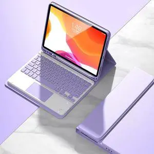 iPad 6th/5th Gen 9.7'' Air2 Keyboard Case iPad 5 iPad 6 Slim Smart Case Magnetic Detachable Bluetooth Keyboard Trackpad Cute Color Keycap (iPad Air2/iPad5/iPad6, Purple)