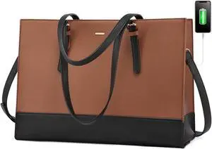 LOVEVOOK Laptop Bag for Women, Fashion Computer Tote Bag 15.6 Inch Large Capacity Handbag, Faux Leather Shoulder Bag Purse, Professional Business Work Briefcase for Office Lady