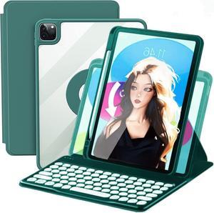 Vertical iPad 10th Generation Keyboard Case, 10.9 inch iPad 10 Case 2022 with Keyboard and Pencil Holder, Strong Magnetic Stand Rotating Detachable Keyboard Case with Clear Back (Teal)