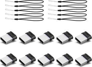 32GB Small USB Drive K&ZZ 10 Pack 32 GB Mini Flash Drive with Lanyard 32G Low Profile USB Flash Drives Micro Thumb Drive for PC Laptop (32GB, Black)
