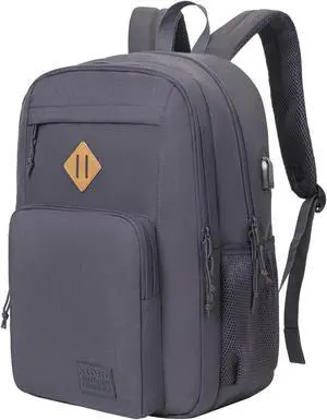 KEOFID Classic Travel backpack for Men and Women, Anti Theft Laptop Backpack with USB Charging Port for Work, Large Bag for College, Water Resistent(Grey)
