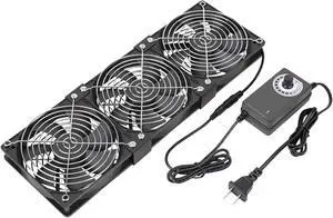 KEYFANCLUB 3X 120mm 12V Computer Fan with DC to AC 110V - 240V Speed Controller, Cooling for Window Cabinet Chassis Machine Server Workstation Refrigerator, Greenhouse