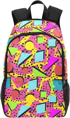 M YESCUSTOM Colourful Geometric Pattern School Bag for Students Boys Girls, Water Resistant Pink Lightweight Daypack Laptop Backpacks for Back to School Off to College...