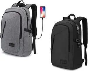 Mancro Laptop Backpack, 15.6 inch Anti-Theft Bag with USB Charging Port and Lock Business Backpack for Men
