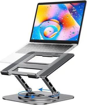 MCHOSE Laptop Stand, Adjustable Computer Stand, Ergonomic Laptop Riser with 360deg Rotating Base, Notebook Stand Compatible with All 10-17" Laptops, Space Grey