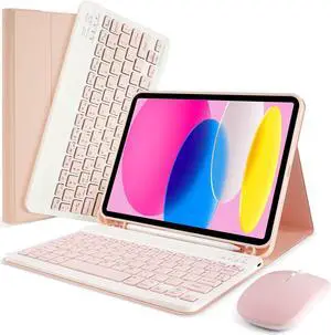 LAMA Wireless Keyboard Case with Mouse for iPad 10th Generation 10.9" 2022 (A2696/A2757/A2777),Slim Detachable Keyboard Case with Pencil Holder for iPad 10th Generation,PK