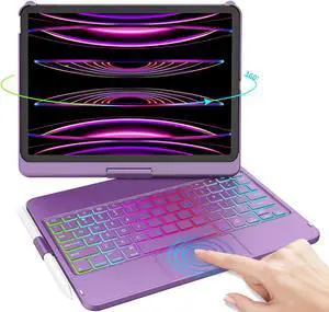 iPad Pro 11 inch Case with Keyboard, iPad Air 5/Air 4 10.9 inch Keyboard Case with Trackpad, Keyboard Case for iPad Air 5/Air 4 and iPad Pro 1-4 Gen, Backlit 10 Color & 360 Screen Rotation -Purple