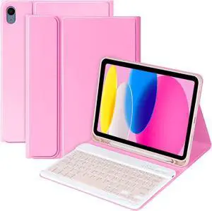 MMK iPad A16 Case (2025, 11"), iPad 10th Generation Case with Keyboard (2022, 10.9"), Wireless Detachable Keyboard, Pencil Holder-Watermelon Red