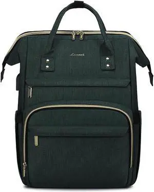 LOVEVOOK Laptop Backpack for Women,15.6 Inch Professional Womens Travel Backpack Purse Computer Laptop Bag Nurse Teacher Backpack,Waterproof Work Bags Carry on Back Pack with USB Port,Dark Green