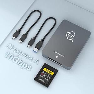 CFexpress Type A Card Reader (10Gbps) Portable Aluminum CFexpress Card Reader Support USB3.1 Gen2,Thunderbolt 3 Port Connection CF express Type A Adapter Compatible with Windows/Mac OS/Linux