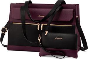 LOVEVOOK Laptop Bag for Women 15.6 Inch Tote Work Professional Leather Computer Briefcase Waterproof Handbag Shoulder Large Capacity Business Teacher Office Crossbody Purse