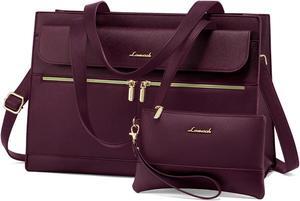 LOVEVOOK Laptop Bag for Women 15.6 Inch Laptop Tote Work Bag Professional Leather Computer Briefcase Waterproof Handbag Shoulder Bag Large Capacity Business Teacher Office Bag Crossbody Purse,Fuchsia