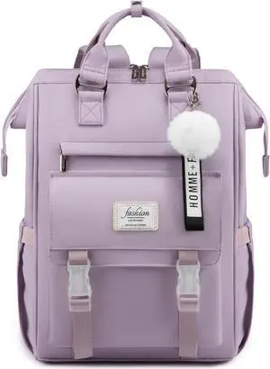 LOVEVOOK School Backpack for Student,15.6 Inch College Backpack, Light Weight Cute Bookbag for Girls, Waterproof Casual Daypack Laptop Backpack fits School Travel Casual(Taro Purple)