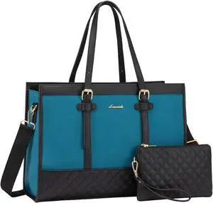 LOVEVOOK Laptop Bag for Women 15.6 inch Canvas Laptop Tote Bag, Large Capacity Work Bag with Clutch Purse, Computer Bag Office Business Briefcase, Casual Handbag for Travel College Teacher School