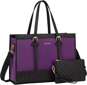 LOVEVOOK Laptop Bag for Women 15.6 inch Canvas Laptop Tote Bag, Large Capacity Work Bag with Clutch Purse, Computer Bag Office Business Briefcase, Casual Handbag for Travel College Teacher School