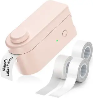 Makeid Label Maker Machine with Tape, Bluetooth Multifunction Thermal Label Printer Available for Smartphone Smart Sticker Maker with Multiple Templates for Office Home Organization, Pink