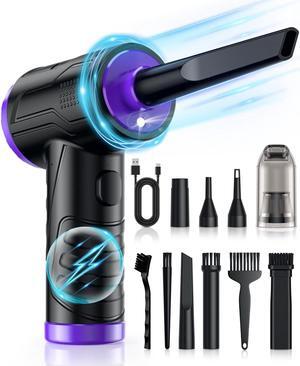 Powerful Compressed Air Duster for Deep Cleaning-Replace Compressed Air Can-No Canned Air Duster-Keyboard Cleaner-PC Cleaning-Rechargeable-3-Speeds-95000RPM Cordless Air Blower-Car Duster-Purple
