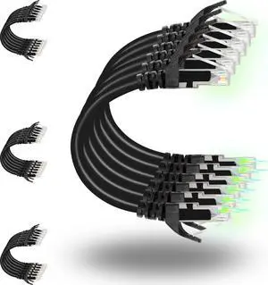 Rapink Patch Cables Cat6 3ft (24 Pack), Ethernet Patch Cable 10G Support, Cat 6 Patch Cable for Patch Panel to Switch, Flexiable Cat 6 Ethernet Cable with Gold Plated Black