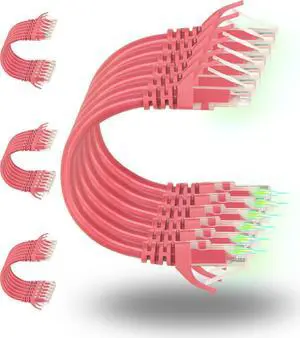 Rapink Patch Cables Cat6 3ft (24 Pack), Ethernet Patch Cable 10G Support, Cat 6 Patch Cable for Patch Panel to Switch, Flexiable Cat 6 Ethernet Cable with Gold Plated Red