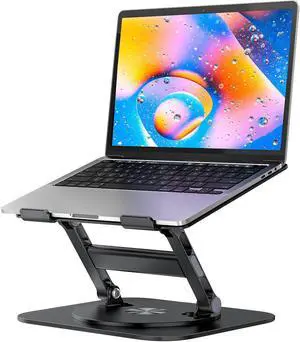 MCHOSE Laptop Stand, H-Design Stable Computer Stand, Ergonomic Laptop Riser with 360° Rotating Base, Notebook Compatible with All 10-17 Laptops, Black