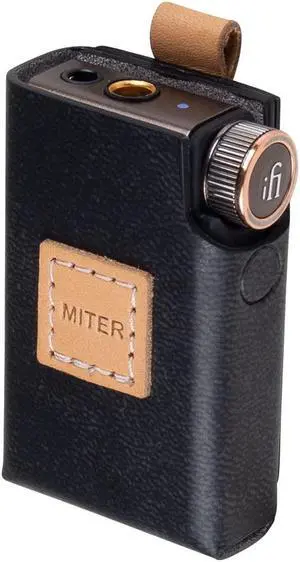 MITER Case for iFi Go Blu DAC, Handmade PU Leather Cover with Necklace Cord for GoBlu (Black)