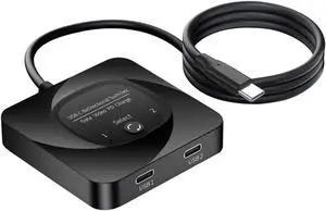 USB C Selector, 2 in 1 Output, Plug and Play 8K 60Hz HD, Support 10Gbps, PD 100W Fast Charging, Type C Bi Direction Switcher Splitter with Power Indicator for PC