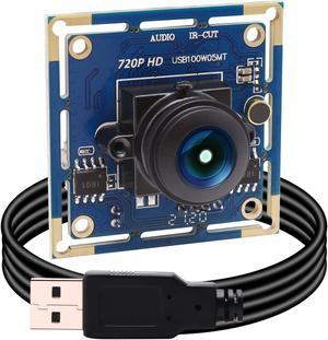 MMlove USB Camera Module 720P HD Webcam with 170 Degree Fisheye Wide Angle Lens IR Cut Embedded Web Camera for Industrial Machine Vision Support Microphone