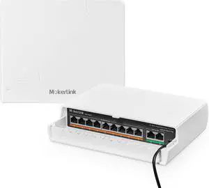 MokerLink 11 Port Outdoor PoE Switch with 9 Port PoE+, 2 Ethernet UpLink, 10/100Mbps, 120W 802.3af/at PoE, Weatherproof Fanless Plug & Play Network Switch