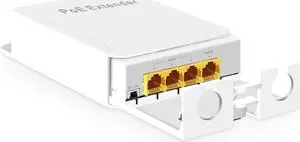 MokerLink Outdoor 4 Port Gigabit PoE Switch/Extender, IEEE 802.3 af/at PoE Repeater, 10/100/1000Mbps, 1 PoE in 3 PoE Out, Powered by PoE, Wall Mount Waterproof POE Passthrough Switch