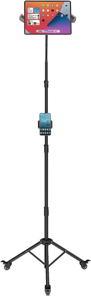 Mount Plus TB-F01 Gooseneck Floor Tripod Stand with Wheel for iPhone, iPad, iPad Pro and Other Tablets Size 9" to 15" with 360deg Rotating