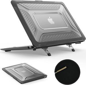 SEYMAC stock MacBook Air 13 inch Case (2020-2018)[A2337 M1/A2179/A1932], Shock-Absorbing Protection Case with Folding Stand &Mouse Pad/Bag for MacBook Air 13" (Black)