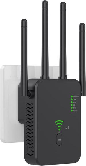 WiFi Range Extender Signal Booster Covers Up to 2640 Sqft and 25 Devices Up to 1200Mbps Dual Band WiFi Repeater with Ethernet Port Internet Booster for HomeBlack