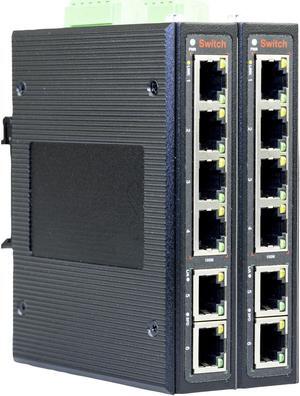 AIGWS 6 port 10/100M unmanaged industrial Ethernet switch, 4*E+2*E RJ45 ports, IP40, DIN Rail fast Ethernet switch