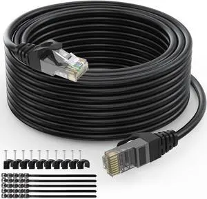 Aimyzii Cat6 Ethernet Cable(250 Feet) Cat6 Network Cord,RJ45 Patch Cable Support Cat6,Cat5E,Cat5-Include 25 Ties and 25 Cable Clips