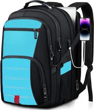ANTERK Extra Large Backpack, Travel Backpack, Sturdy TSA Water Resistant 17.3 Inch Carry on Backpacks with USB Port, Anti Theft Business Computer Backpacks Gifts for Men Women, Lake Blue
