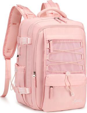 Travel Backpack for Women Men 17 Inch Laptop Backpacks with USB Port Carry on Bag Airline Approved Large College School Bookbags Waterproof Work Business Sport Rucksack Casual Daypack (Pink)