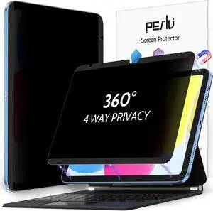 Peslv 4 Way Magnetic Privacy Screen Protector for iPad 10th Gen 2022 (10.9 Inch), Removable 360 Degree Spy Private Black Security Filter, Anti Blue Light Glare High Sensitive Bubble-Free Easy Install