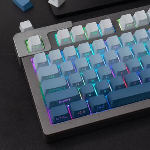 Side Printed Keycaps Custom Shine Through PBT Key caps Set 134 Keys Double Shot Blue Gradient Keycap for Mechanical Keyboard Cherry Mx Switches