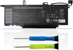 AURUNHO NF2MW 52Wh Laptop Battery Replacement for Dell Latitude 7400 2-in-1 Latitude 9410 2-in-1 Series Notebook P110G P110G001 7146W 08W3YY 085XM8 C76H7 0C76H7 0G8F6M 7.6V 52Wh 6500mAh 4-Cell