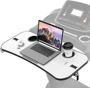 Qsxou Treadmill Desk Attachment 36 Inches Tread Tray Workstation, Laptop Stand Holder for Notebooks, Tablets, Phone,Cup,Ergonomic Platform with Cooling Holes & Edge Protector