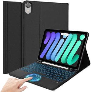 QYiiD Keyboard Case for iPad Mini 6 2021 (8.3 Inch), 7 Color Backlit, Multi-Touch Trackpad, Stand Folio Keyboard Cover with Rechargeable Keyboard for iPad Mini 6th Generation, Black