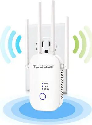 1200Mbps WiFi Range Extender Signal Booster, Covers up to 3500Sq. ft and 35 Devices, 2.4 & 5GHz Dual Band WiFi Repeater with Ethernet/LAN Port
