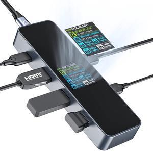 DOCKCASE Visual Smart USB C Hub (6-in-1) with HDMI Port 4K@60Hz, USB-C and 3 USB-A 5Gbps Data Ports, 100w PD Power Delivery, for MacBook Air, MacBook Pro, XPS, and More